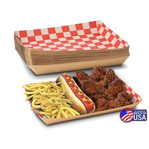 MT Products Red and White Kraft Checkerboard 10 inch School Lunch or Cafeteria Food Tray - Pack of 20 - Size: 10.5” x 7.5” x 1.5” inches Made in The USA