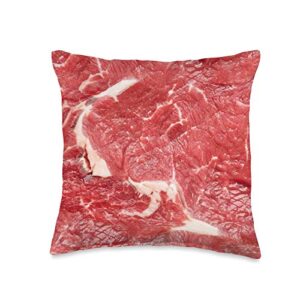 rowdy man pillows raw steak meat 1 throw pillow, 16x16, multicolor