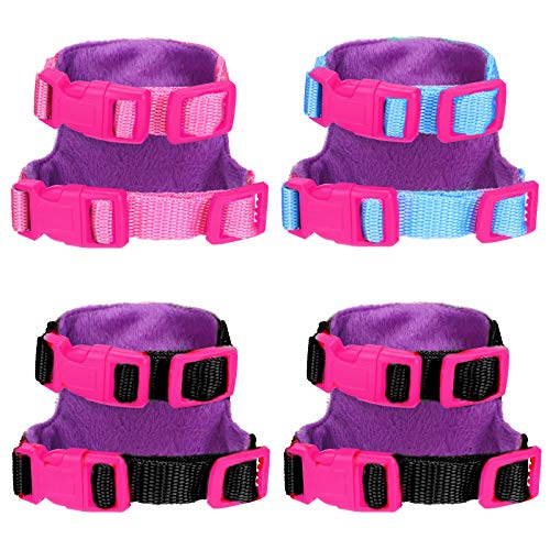 4 Pieces Small Pet Harness Vest and Leash Set with Cute Bowknot and Safe Bell Decor Chest Strap Harness for Outdoor Walking Rabbit Ferret Guinea Pig Bunny Hamster Puppy Kitten (Small)