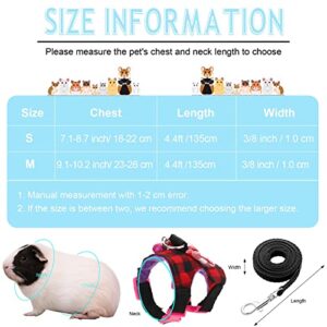 4 Pieces Small Pet Harness Vest and Leash Set with Cute Bowknot and Safe Bell Decor Chest Strap Harness for Outdoor Walking Rabbit Ferret Guinea Pig Bunny Hamster Puppy Kitten (Small)