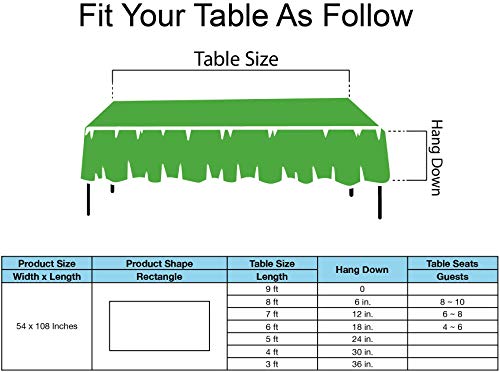 Lime Green Plastic Tablecloths 2 Pack Light Green Disposable Table Covers 54 x 108 Inch Shower Party Tablecovers PEVA Fruit Green Table Cloths for Birthday Wedding Parties 8 ft Rectangle Table Use