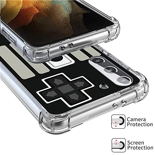 Gifun Game Case for Samsung Galaxy S21, Hard PC+TPU Bumper Clear Protective Case Compatible with Samsung Galaxy S21 2021 - Retro Game