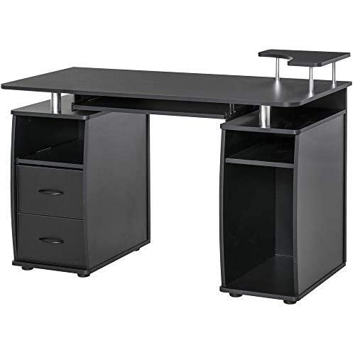 HOMCOM Home Office/Dorm Computer Desk w/Elevated Shelf - Brown