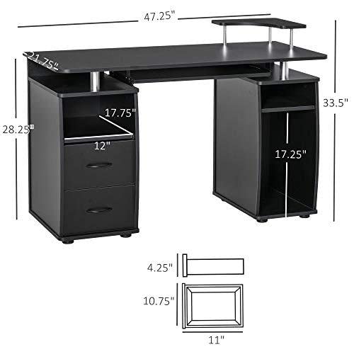 HOMCOM Home Office/Dorm Computer Desk w/Elevated Shelf - Brown