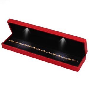 isuperb led light necklace long chain box bracelet display case jewelry gift boxes red wine pendant boxes for wedding anniversary christmas engagement