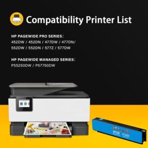 972X Cyan Ink Cartridge (1-Pack) High Yield | Compatible Replacement for HP 972x Work with PageWide Pro MFP 477dw 477dn 552dw 577dw 452dw 577z 452dn Printer