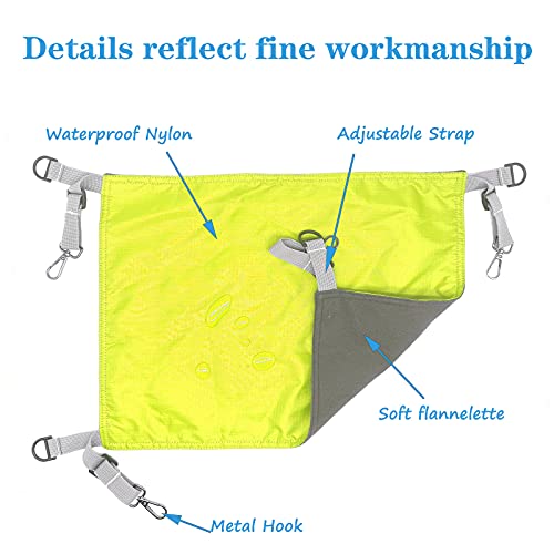 LEFTSTARER Guinea-Pig Hanging Hammock for Cage Adjustable Comfortable/Waterproof Resting Sleepy Pad for Small Pet Animal Sugar Glider Ferret Cat Playing (Large, Yellow)