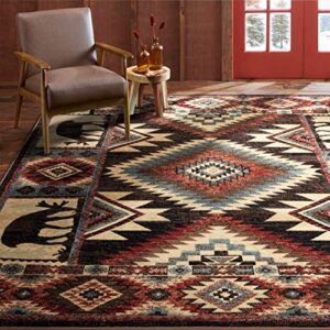 home dynamix buffalo southwest rustic area rug, brown/red, 7'10"x10'5", rectangular