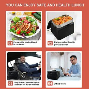 Portable Oven 2 in 1 Food Warmer Heated Lunch box, Personal Heating Lunch Box For Reheating & Raw Food Cooking in Office, Travel, Car Truck and Home Kitchen(12V Car Druck and 110V Dual Use)