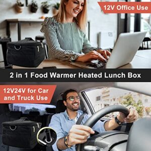 Portable Oven 2 in 1 Food Warmer Heated Lunch box, Personal Heating Lunch Box For Reheating & Raw Food Cooking in Office, Travel, Car Truck and Home Kitchen(12V Car Druck and 110V Dual Use)