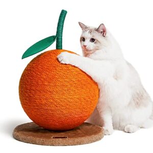 vetreska orange cat scratching post, cat scratcher with sisal rope, vertical cat scratch post for cat, kitten