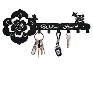 deveosa key hooks holder for wall decorative - small black entryway welcome home sign key hanging hangers wall mounted racks