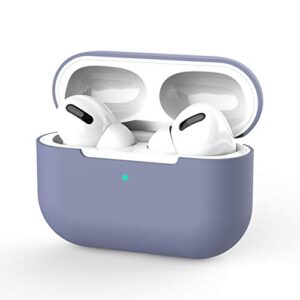 compatible with airpod pro cases, silicone protective cover for airpod pro case-green (lavender grey)