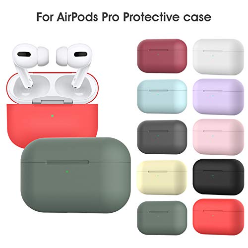 Compatible with Airpod Pro Cases, Silicone Protective Cover for Airpod Pro Case-Green (Lavender Grey)