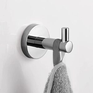 HITSLAM Chrome Towel Hooks for Bathroom Wall Mounted, Polished Chrome Wall Mount Hooks Heavy Duty Premium SUS 304 Stainless Steel Rustproof 2 Pack