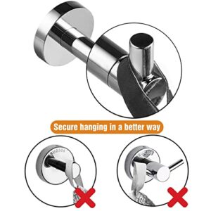 HITSLAM Chrome Towel Hooks for Bathroom Wall Mounted, Polished Chrome Wall Mount Hooks Heavy Duty Premium SUS 304 Stainless Steel Rustproof 2 Pack