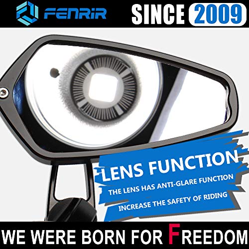 FENRIR CNC Aluminum Alloy Cafe Racer Black Motorcycle Bar End Mirrors Side Folding 22MM 7/8" inch Handlebar Mirror Universal Rear View For M6/M8 Standard Super Sport Naked Street Bike Scooter Minimoto