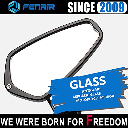 FENRIR CNC Aluminum Alloy Cafe Racer Black Motorcycle Bar End Mirrors Side Folding 22MM 7/8" inch Handlebar Mirror Universal Rear View For M6/M8 Standard Super Sport Naked Street Bike Scooter Minimoto