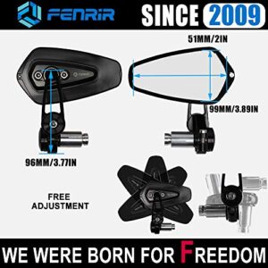 FENRIR CNC Aluminum Alloy Cafe Racer Black Motorcycle Bar End Mirrors Side Folding 22MM 7/8" inch Handlebar Mirror Universal Rear View For M6/M8 Standard Super Sport Naked Street Bike Scooter Minimoto