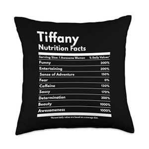 that's my name co. tiffany nutrition facts gift funny personalized name tiffany throw pillow, 18x18, multicolor