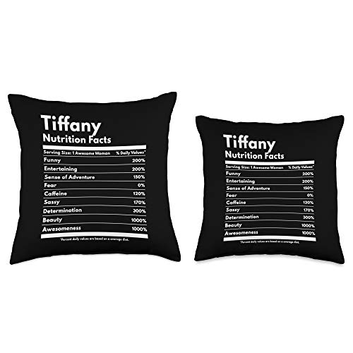 That's My Name Co. Tiffany Nutrition Facts Gift Funny Personalized Name Tiffany Throw Pillow, 18x18, Multicolor