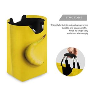 GOODOLD Large Storage Laundry Hamper,Collapsible Waterproof Dirty Clothing Bag with Handle for College Dormitory Bathroom Cloakroom Children's Room（Yellow Banana Fruit Art）