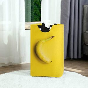 GOODOLD Large Storage Laundry Hamper,Collapsible Waterproof Dirty Clothing Bag with Handle for College Dormitory Bathroom Cloakroom Children's Room（Yellow Banana Fruit Art）