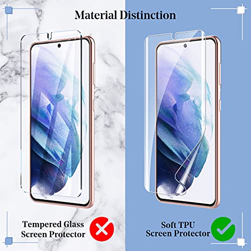 UniqueMe for Samsung Galaxy S21 Ultra Screen Protector, 2 Pack 5G 6.8- inch Flexible TPU Screen Cover and 2 Pack Camera Lens Protector [Support Fingerprint Unlock][Bubble Free] [Installation Tool]