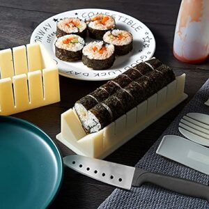 HI NINGER Sushi Making Kit Deluxe Edition Heart Sushi Mold Complete Sushi Maker Kit 12PCS Home Sushi Mold Press with 8 Sushi Rice Roll Mold Shapes 1 Fork 1 Spatula 1 Sushi Knife DIY Home Sushi Tool