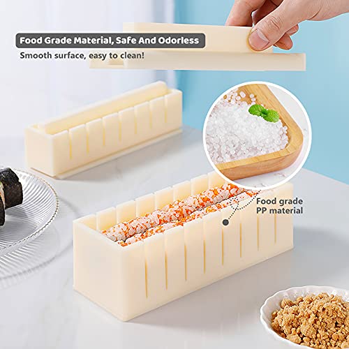 HI NINGER Sushi Making Kit Deluxe Edition Heart Sushi Mold Complete Sushi Maker Kit 12PCS Home Sushi Mold Press with 8 Sushi Rice Roll Mold Shapes 1 Fork 1 Spatula 1 Sushi Knife DIY Home Sushi Tool