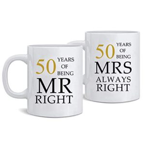 kwieema 50th wedding anniversary for couples, golden 50th anniversary for parents, 50th wedding anniversary coffee mugs grandparents couples mugs 50 year parents anniversary mug