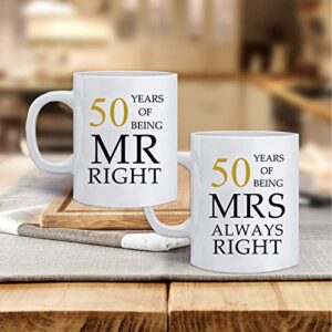 Kwieema 50th Wedding Anniversary for Couples, Golden 50th Anniversary for Parents, 50th Wedding Anniversary Coffee Mugs Grandparents Couples Mugs 50 Year Parents Anniversary Mug