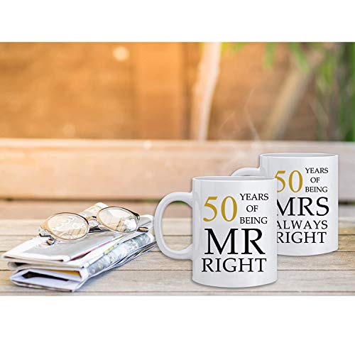 Kwieema 50th Wedding Anniversary for Couples, Golden 50th Anniversary for Parents, 50th Wedding Anniversary Coffee Mugs Grandparents Couples Mugs 50 Year Parents Anniversary Mug