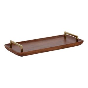 kate and laurel cantwell mid-century modern wood tray, 18 x 8, walnut brown, decorative tray for serving, storage and display