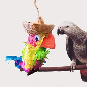 Fetch-It Pets 9" Parrot Shaped Piñata Bird Toy Suitable for Small Medium and Large Parrots Budgies Parakeets Cockatiels Lovebirds and Cockatoos