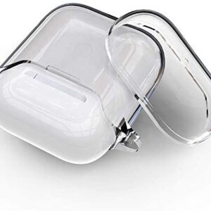 AirPod Protective Case, Crystal Clear Hard-Shell Silicone Protective Case, Compatible with Apple AirPod 1 & 2, with Carabiner / Keychain Hook, Visible Front LED, Allows for Wireless Charging