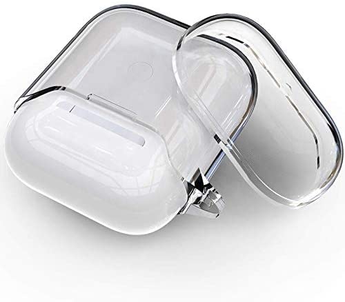 AirPod Protective Case, Crystal Clear Hard-Shell Silicone Protective Case, Compatible with Apple AirPod 1 & 2, with Carabiner / Keychain Hook, Visible Front LED, Allows for Wireless Charging