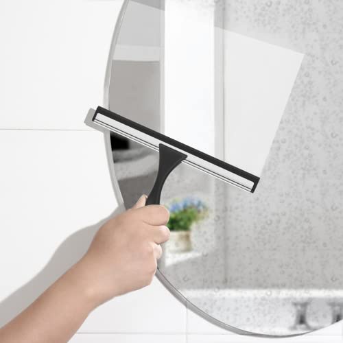 SetSail Shower Squeegee for Glass Door Stainless Steel Window Squeegee All-Purpose Heavy-Duty Bathroom Squeegee for Shower Glass Door and Tile Cleaning Non-Slip Handle 10 Inches