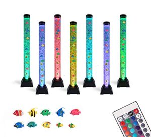 flybold bubble tube lamp - artificial fish tank with moving fish - autism sensory room equipment for autistic children with 10 fishes & 20 color remote - 4ft tower lamp - kids lamp for home decor