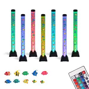 flybold Bubble Tube Lamp - Artificial Fish Tank with Moving Fish - Autism Sensory Room Equipment for Autistic Children with 10 Fishes & 20 Color Remote - 4ft Tower Lamp - Kids lamp for Home Decor