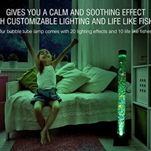 flybold Bubble Tube Lamp - Artificial Fish Tank with Moving Fish - Autism Sensory Room Equipment for Autistic Children with 10 Fishes & 20 Color Remote - 4ft Tower Lamp - Kids lamp for Home Decor