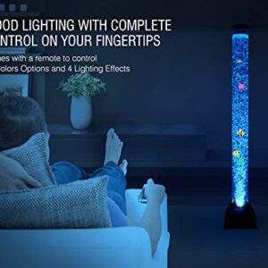 flybold Bubble Tube Lamp - Artificial Fish Tank with Moving Fish - Autism Sensory Room Equipment for Autistic Children with 10 Fishes & 20 Color Remote - 4ft Tower Lamp - Kids lamp for Home Decor