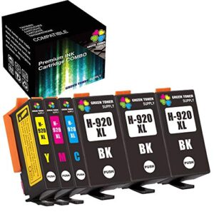 6-Pack Green Toner Supply Compatible 920XL Ink Cartridge 920 (3xB+CYM) 920XL 920 Ink Cartridge Work in HP OFFICEJET 6000 6500A 6500 7500 Printers