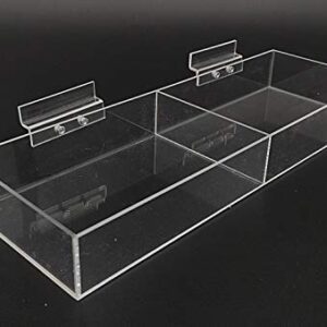 FixtureDisplays® Clear Acrylic Bin Transparent Plexiglass Organizer Tray Slatwall Basket 16.5W X 5.5D X 2.5"H Double Slot Plexiglass Holder Removalbe Hook 11709-15CNEW