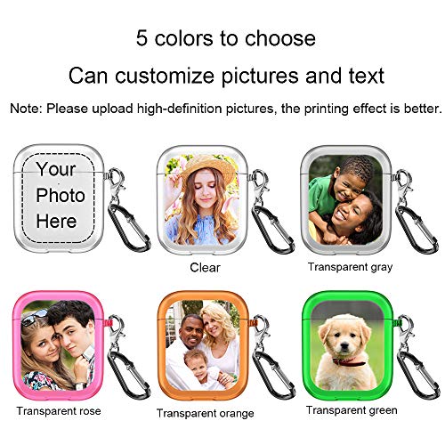 SHUMEI Custom Picture AirPods Case Compatible with Apple AirPod 2 and 1, Personalized Gift Shock Absorption Soft Clear TPU Cover DIY Photo