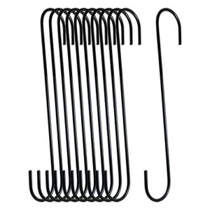 whyhkj 10pcs 10" black antistatic coating steel hanging hooks heavy-duty s hooks home storage organizers accessories