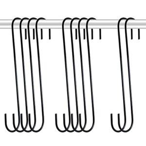 WHYHKJ 10pcs 10" Black Antistatic Coating Steel Hanging Hooks Heavy-Duty S Hooks Home Storage Organizers Accessories