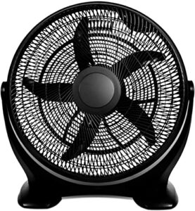 healsmart 20 inch 3-speed plastic floor fans quiet for home commercial, residential, and greenhouse use, outdoor/indoor, black