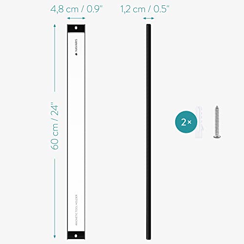 Navaris Magnetic Tool Strip Holder - 24 Inch Heavy Duty Magnet Bar - Extra Strong Organizer Holder for Garage Wall, Shop, Hand Tools, Screwdrivers