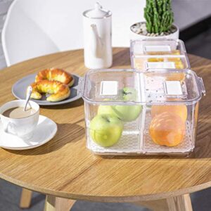 Suwimut 2 Pack Fridge Storage Containers Produce Saver, Stackable Refrigerator Organizer Bins Fresh Keeper Container with Vented Lids and Removable Drain Tray for Fruits and Vegetables